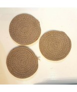 Drink Coaster LOT 3 Absorbent Heat Resistant 5.5&quot; Khaki Colored Rope Bra... - £4.62 GBP