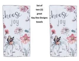 KAY DEE DESIGNS &quot;Choose Joy&quot; Floral, Butterflies~Two R4100 Terry Towels~... - £12.78 GBP