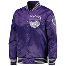 NBA Sacramento Kings Purple Satin Bomber Letterman Baseball Varsity Jacket - £108.09 GBP