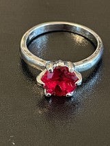 Red Cubic Zirconia S925 Silver Woman Ring Size 7.5 - $12.87