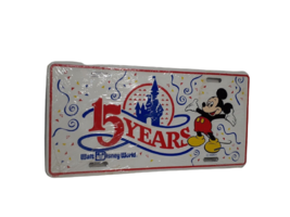 Disney&#39;s 15 Years Walt Disney World White License Plate with Mickey Mous... - £13.67 GBP
