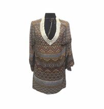 CATO Large Women's Shirt Top Muli Color 3/4 Sleeves With Lace Neckline L... - $10.86