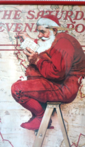 Vintage Santa At The Map Norman Rockwell Metal Framed Print Sat Eve Post 1939 - £31.11 GBP
