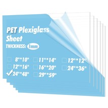 Art3d 5-Pack of 2448" PET/Plexiglass Sheets, Transparent Clear Flexible Plastic  - £110.30 GBP