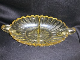 VINTAGE Imperial Glass Yellow Divided Candy Dish - $22.00