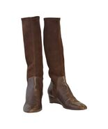 Fratelli Rossetti Brown Suede &amp; Leather Knee-High Wedge Heel Boots sz 11... - €179,75 EUR