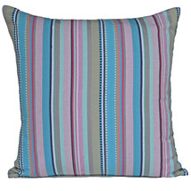 100% Cotton Cushion Cover Sofa Pillow Blue Stripe Pink 50cm 20&quot; Paradise Rainbow - £9.30 GBP