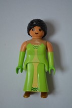 Playmobil Geobra Girl Figure 1987 Green Dress Black Hair used Please loo... - £16.52 GBP