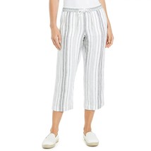 Charter Club Womens S Bright White Gray Striped Cropped Pants NWT CD81 - £26.78 GBP