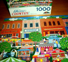 Jigsaw Puzzle 1000 Pieces Carnival Town Square USA Flag Americana Art Co... - $12.86