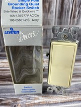 Leviton Decora Single Pole Grounding Quiet Rocker Switch (D) - 15A - Ivory - £3.98 GBP