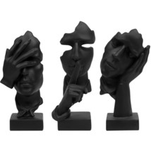 3 Pcs Thinker Statue, Silence Is Gold Abstract Art Figurine, No Hear No See No S - $43.99