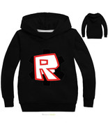 Roblox Theme Kids Series Black Sweater Hoody Sweatshirt New R Logo - £23.62 GBP