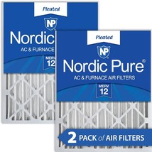 Merv 12 Pleated Ac Furnace Air Filters, 2 Pack, Nordic Pure 20X25X4. - £47.84 GBP
