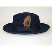 Mens Hat BRUNO CAPELO Australian Wool Wide Brim Fedora Melrose MR371 Navy Blue image 5