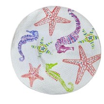 Seahorse Shells Large Round 14.5” Cotton Braided Placemat Beach House Summertime - £7.29 GBP