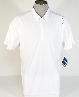 Reebok Playdry Moisture Wicking White Short Sleeve Polo Shirt  Men's NWT - $74.99