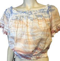 Ocean Drive Blue and Pink Tie Dye Short Sleeve Cropped Top Size M, NWT - £9.13 GBP