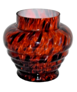 Vintage Signed Czechoslovakia Art Glass Vase Orange Purple Spatter 5 3/4... - $80.00