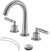 Vesla Home Modern 8 Inch Brushed Nickel Widespread Bathroom Faucet, 2 Handles 3 - £48.19 GBP