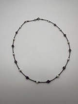 Vintage Sterling Silver Amethyst Pearl Southwestern Necklace 16.75” - $24.75