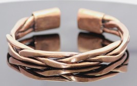 Pure Copper Braided Wire Wrapped Oxidized Handmade Cuff Bracelet Gift Jewelry - £16.10 GBP