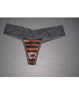 NWT Victoria's Secret Pink Collection Striped Black &amp; Gold Sequin Thong ... - $18.50