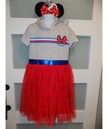 Disney Minnie Mouse SS Hooded Tutu Dress Red/Gray Size M (8) Girl&#39;s NWOT - $484.43 MXN