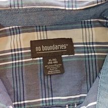 NO BOUNDARIES Men's Gray & Brown Plaid Shirt Button Down Long Sleeve Sz XL 46-48 image 5