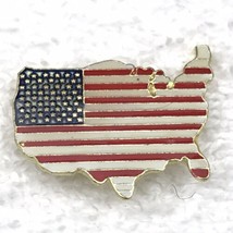USA Shape Fag Pin Vintage Metal Enamel Patriotic America - £7.84 GBP