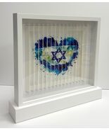 Shem Tov Am Yisrael Chai - Blue Heart &amp; Israeli Star 3D Sculpture in woo... - $1,165.50