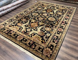 Indo Mahal Sultanabad Rug 8x11 Vintage Indian Carpet Handmade Wool Black Floral - £1,292.73 GBP