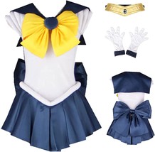 ZYHCOS Halloween Cosplay Costume Girls Sailor Uranus Big Bow Skirt Dress (Female - £46.81 GBP