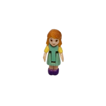Vintage Polly Pocket Like Blue Box Replacement Girl Figure Brown Hair Green Dres - $19.00