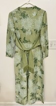 Vintage Alfred Shaheen Metallic Hawaiian Dress Green Floral Tiki 70s Party SZ 14 - £118.69 GBP