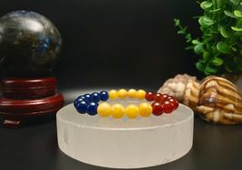 Romanian Flag Bracelet: Quartz, Topaz &amp; Carnelian Crystal Beads - $29.39
