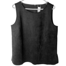 Wynne Layers Tank Top Womens M Shell Faux Suede Zip Back Black Stretch NWOT - £17.77 GBP