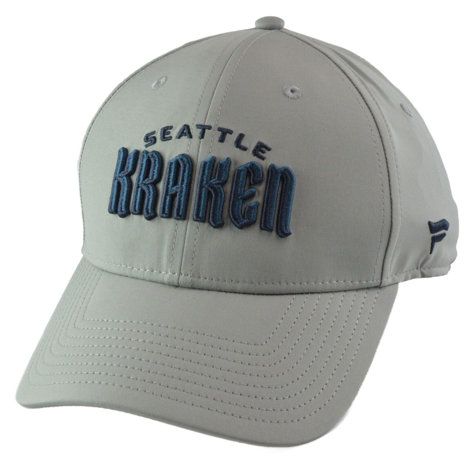 Seattle Kraken NHL Team Logo Men's Gray Stretch FIt A-Flex Hat by Fanatics