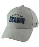 Seattle Kraken NHL Team Logo Men&#39;s Gray Stretch FIt A-Flex Hat by Fanatics - $23.70