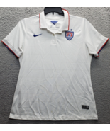 Nike Dri-Fit USA Soccer Jersey Women XL White Embroidered Logo Collared ... - $29.52