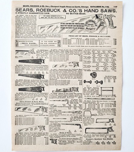 1900 Carpenter Tools Saws Advertisement Victorian Sears Roebuck 5.25 x 7"  Item image 2