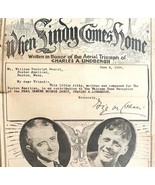1927 When Lindy Comes Home Charles Lindbergh Sheet Music Newspaper Artic... - €86,83 EUR