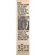 1967 WYNN MOTOR OIL - Keenan Wynn &quot;World of Wheels&quot; ABC TV Vintage Print Ad - £6.82 GBP