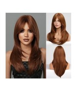 HAIRCUBE Auburn Wigs for Women,Long Layered Orange Brown with Highlight ... - £15.07 GBP