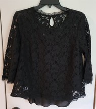 Womens 12 Talbots Black Lace with Attached Adjustable Strap Cami Shirt Blouse - £14.86 GBP