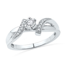 10k White Gold Round Diamond Solitaire Promise Ring 1/10 Ctw - £363.22 GBP