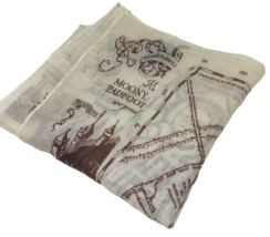 Harry Potter Marauders&#39; Map Scarf Moony Wormtail Padfoot Pongs Hogwarts Wrap Tan - £15.49 GBP