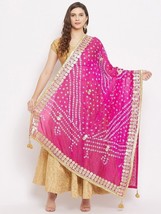 Indian Long Scarf Stole Pure Silk Blend Bandhani Print Gotta Pati Dupatta Chunni - £15.13 GBP