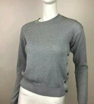 Michael Kors Silver Sparkle Pullover Cotton Blend Sweater NWT $98 Sz P - £22.07 GBP