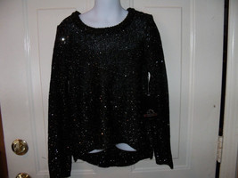 Jordache Hi-lo Black Sequence Sweater Size M (7/8) Girl&#39;s NEW - £12.02 GBP